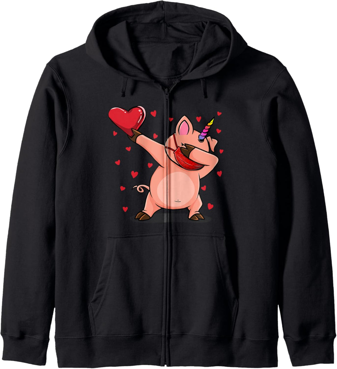 Dabbing Piggycorn Wears Face Mask Valentins Kostüm Geschenke Kapuzenjacke