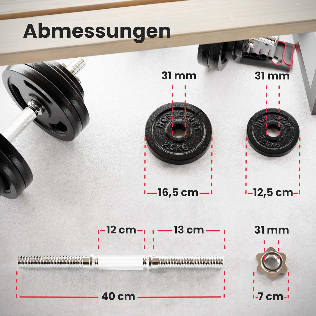 Hop-Sport Guss Kurzhanteln Hantel Set Hanteln 10kg 15kg 20kg 30kg 40kg 60 kg Gewichte 2 x 15 kg, 2 x