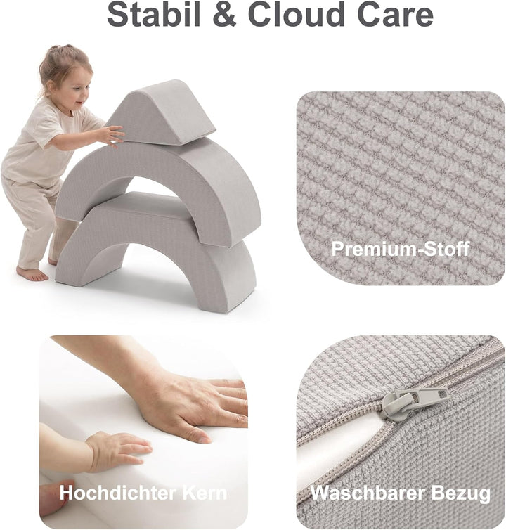Zedachica 7PCS Schaumstoff Bausteine für Kinder,Softbausteine Baby mit Bällebad für Indoor Klettern,