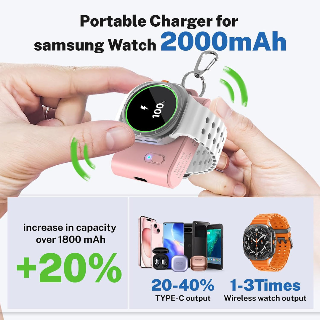 Portable Galaxy Watch ladestation,2000mAh 2-in-1 Magnetic Wireless Charger Samsung Watch,Tragbare La