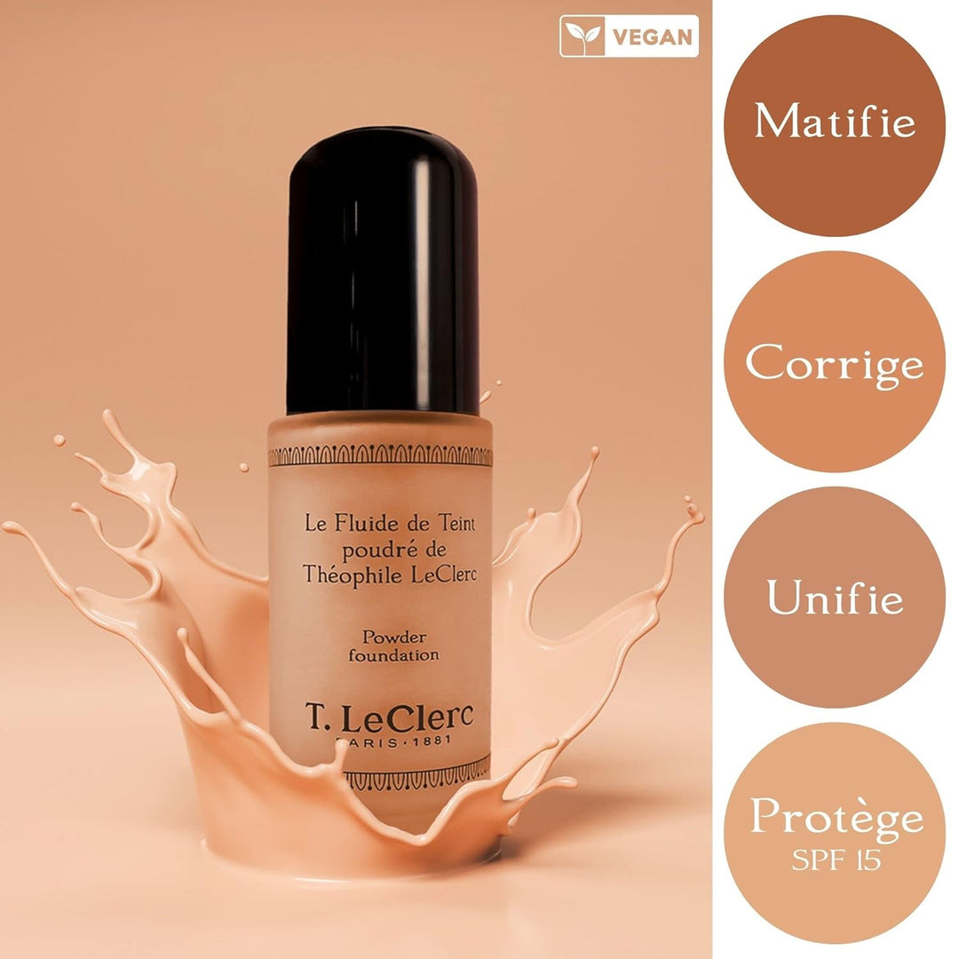 T. LeClerc Teintflüssigkeit, puderig, 02 hell, matt, vegan, dermatologisch getestet Mattes Rosé, Mat