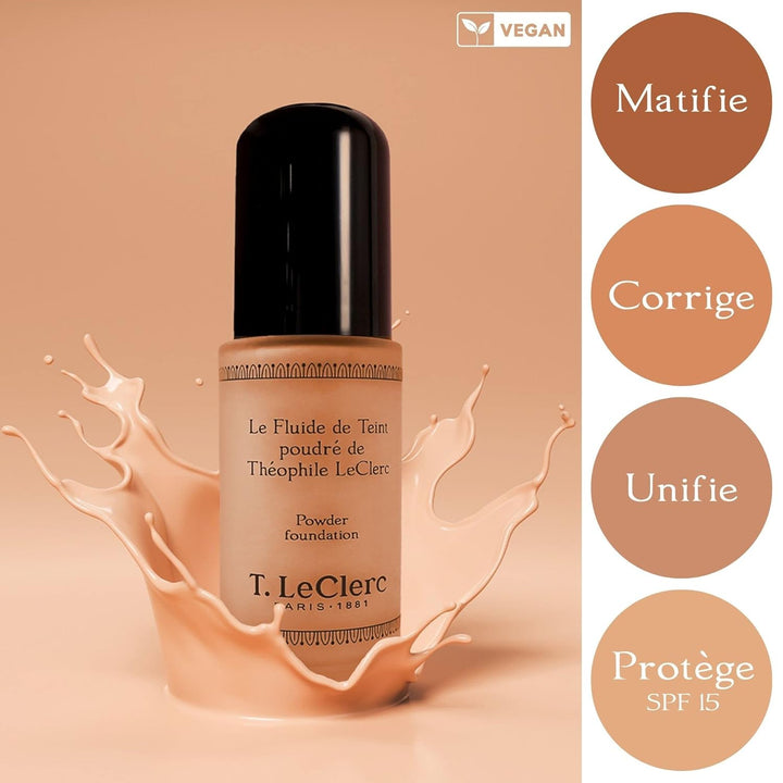T. LeClerc Teintflüssigkeit, puderig, 02 hell, matt, vegan, dermatologisch getestet Mattes Rosé, Mat