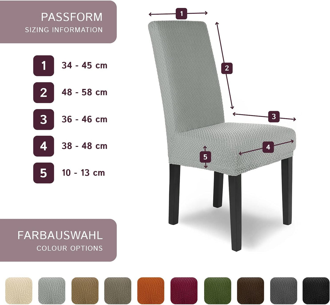 SCHEFFLER-Home Stuhlhussen Stretch Luna/Stuhlhussen 6er Set Grau/elastische Flanell Stuhlabdeckungen