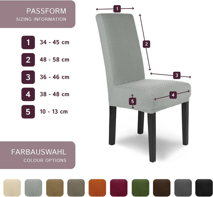 SCHEFFLER-Home Stuhlhussen Stretch Luna/Stuhlhussen 6er Set Grau/elastische Flanell Stuhlabdeckungen