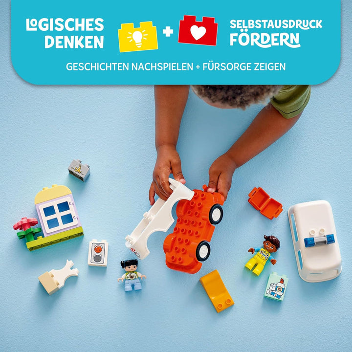 LEGO DUPLO Rettungswagen mit Fahrer, Lernspielzeug für fantasievolle Kleinkinder ab 2 Jahren, Rollen
