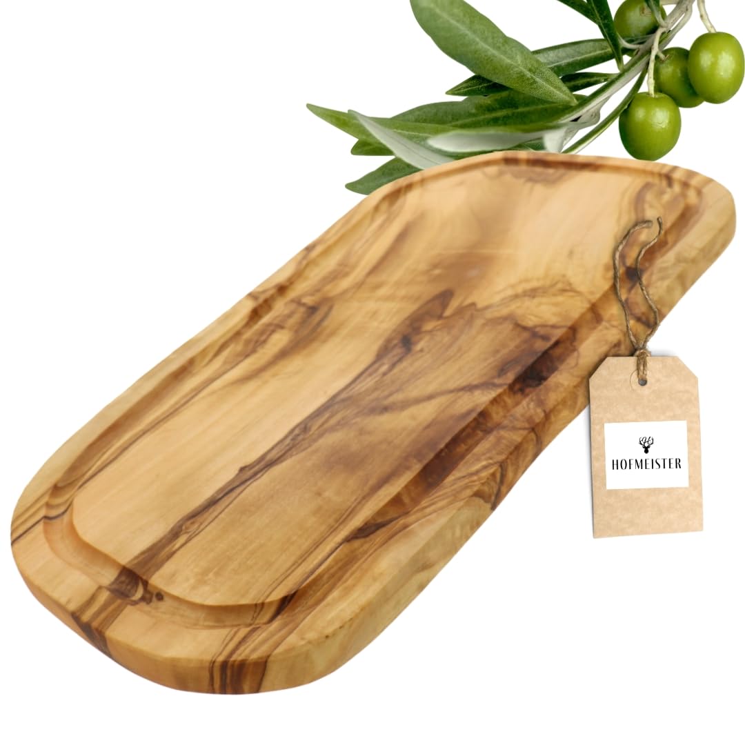 HOFMEISTER® Schneidebrett mit Saftrille, aus Olivenholz, 40 cm Schneidebrett Olivenholz mit Saftrill