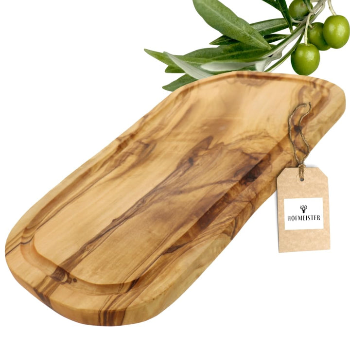HOFMEISTER® Schneidebrett mit Saftrille, aus Olivenholz, 40 cm Schneidebrett Olivenholz mit Saftrill