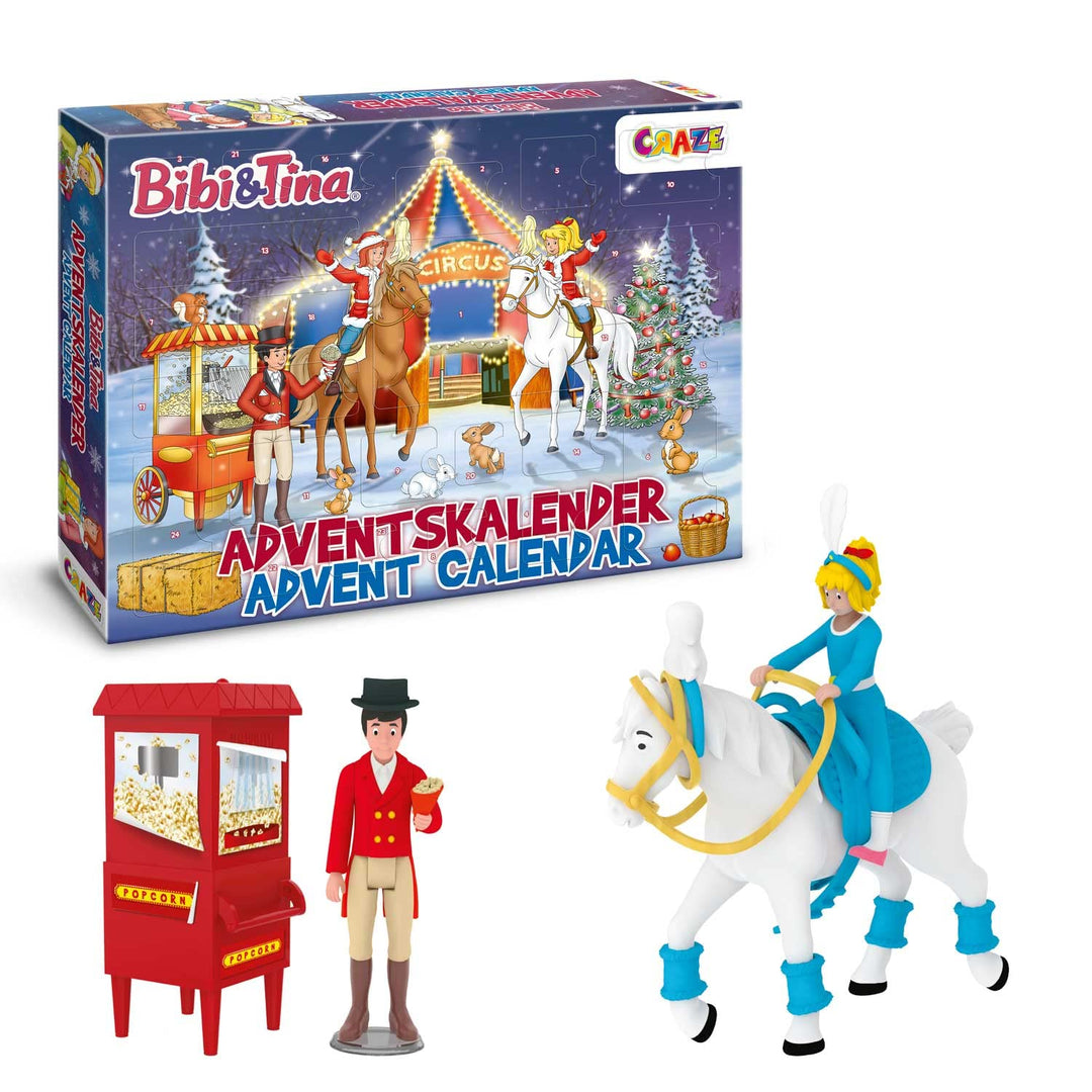 CRAZE Spielzeug Adventskalender Bibi & Tina Weihnachtszirkus, Adventskalender Kinder mit 24 tollen P