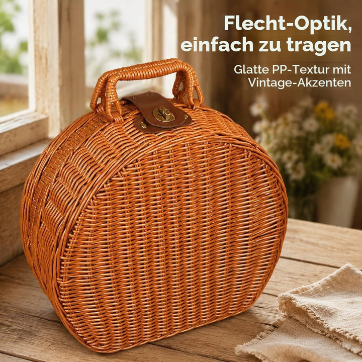 Picknickkorb,Picnic Basket,Picknick Korb,Picknickkorb 2 Personen,mit Griff,Geeignet für Picknick und
