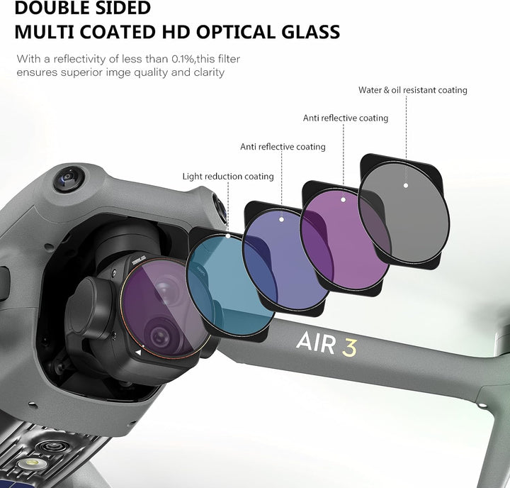 STARTRC 4er-Pack ND/PL Filter Set für DJI Air 3 Zubehör, Mehrfach Beschichtetes HD-Glas, Kein Farbst