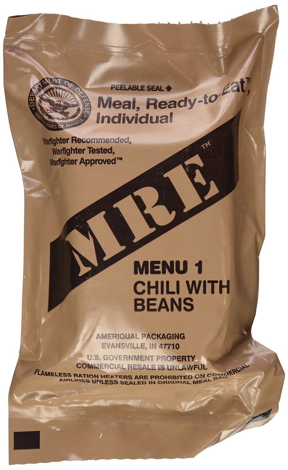 MRE US Meal Ready to Eat, Army Ration EPA, Verschiedene Menu CHILI with BEANS, CHILI with BEANS