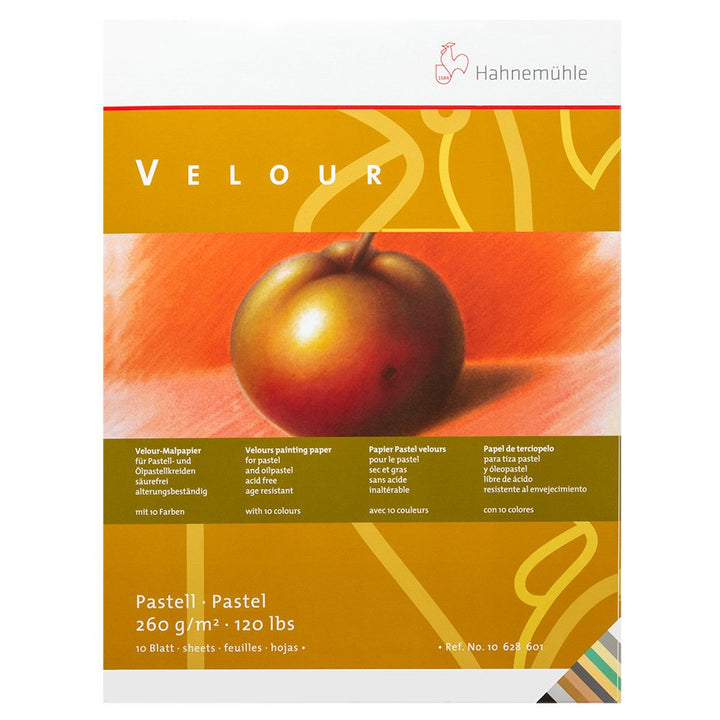 Hahnemühle Pastellpapier Velour, 36 x 48cm, 10 Farben, samt, 260g/m², 10 Blatt Velour 36x48, Velour