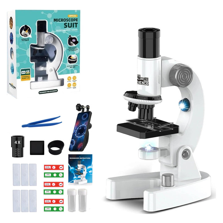 NMM Mikroskop für Kinder, 200x-4800x Lupe Kinds, Tragbares Mikroskop Set, Experimentelles Pädagogisc