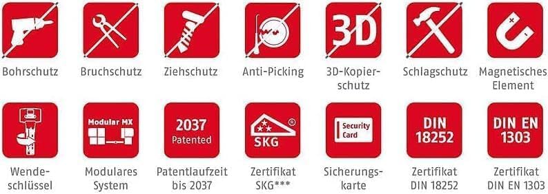 Doppelzylinderschloss für ABUS Bravus 2500 MX | Sicherheitszylinder mit Magnettechnologie | Not- und