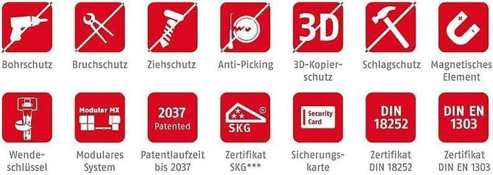 Doppelzylinderschloss für ABUS Bravus 2500 MX | Sicherheitszylinder mit Magnettechnologie | Not- und