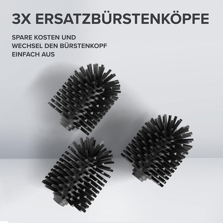 Ersatzbürstenkopf Vejro für Klobürste | praktisches 3er-Set | schwarz | Silikon Ersatzbürstenkopf |