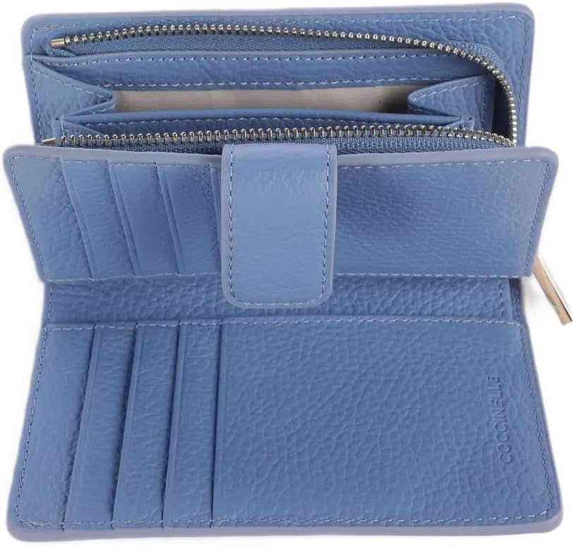 Coccinelle Leder Geldbörse Metallic Soft Mini Wallet Grained Leather Azul blau Azul Einheitsgrösse,