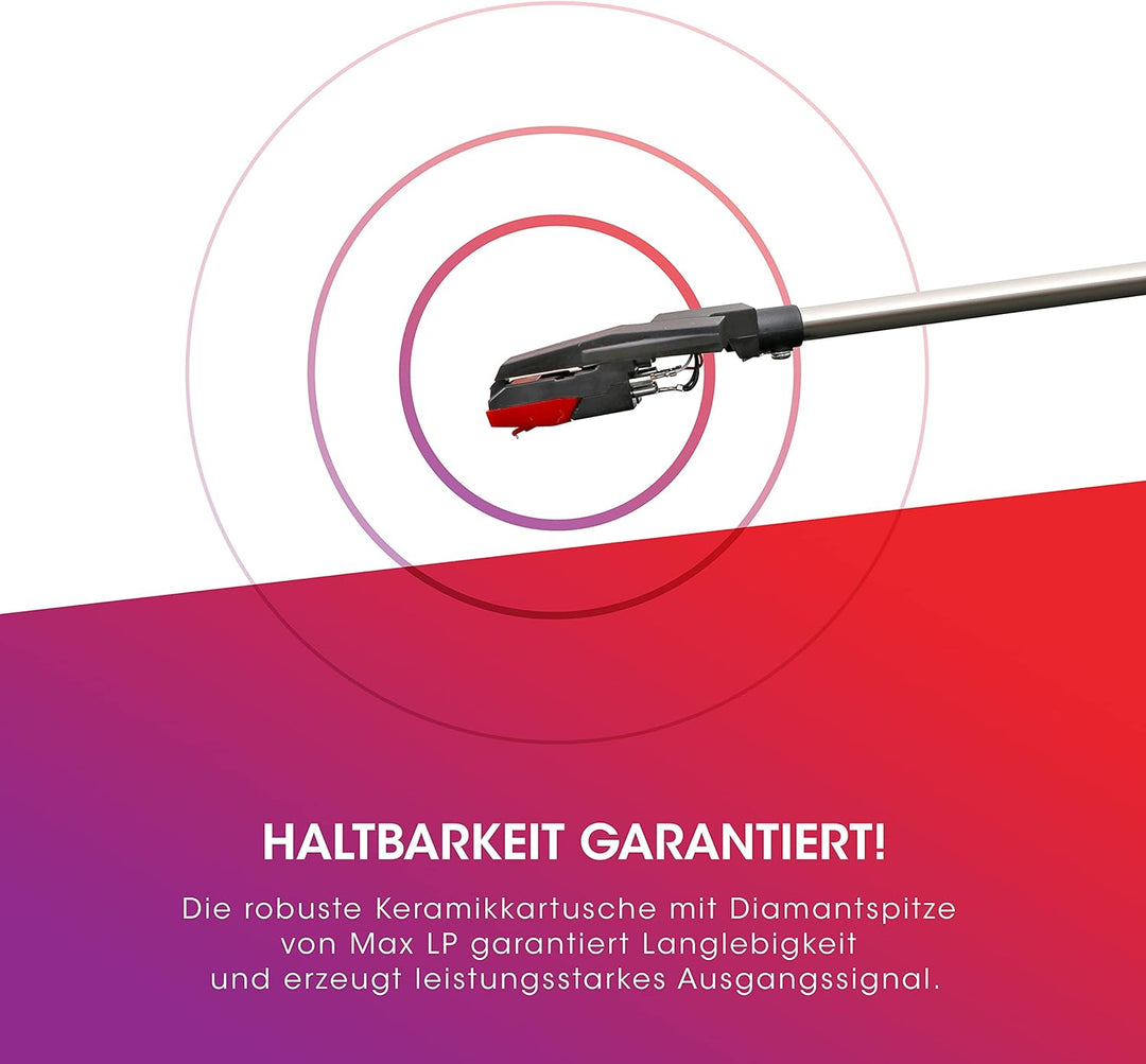 ION Audio Max LP - Vinyl Plattenspieler Bluetooth mit eingebauten Lautsprechern und USB, holzfarben
