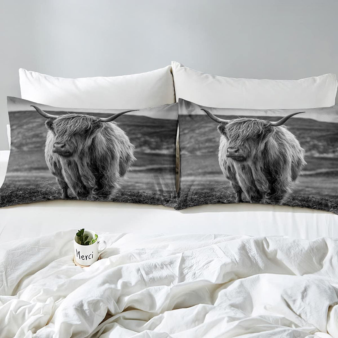 Hochlandkuh Bettwäsche Set Waldtier Bettbezug 220X240 Für Kinder Jungen Erwachsene Mann Longhorn Bul