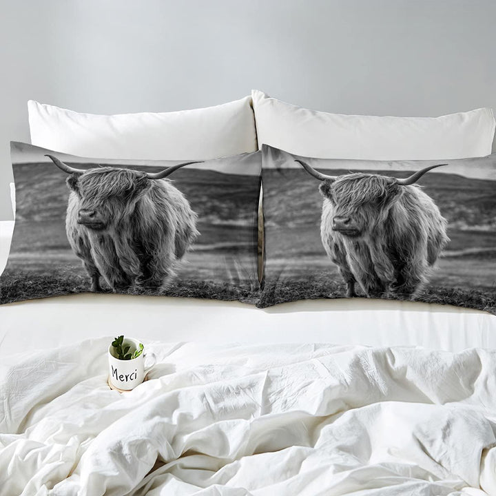 Hochlandkuh Bettwäsche Set Waldtier Bettbezug 220X240 Für Kinder Jungen Erwachsene Mann Longhorn Bul