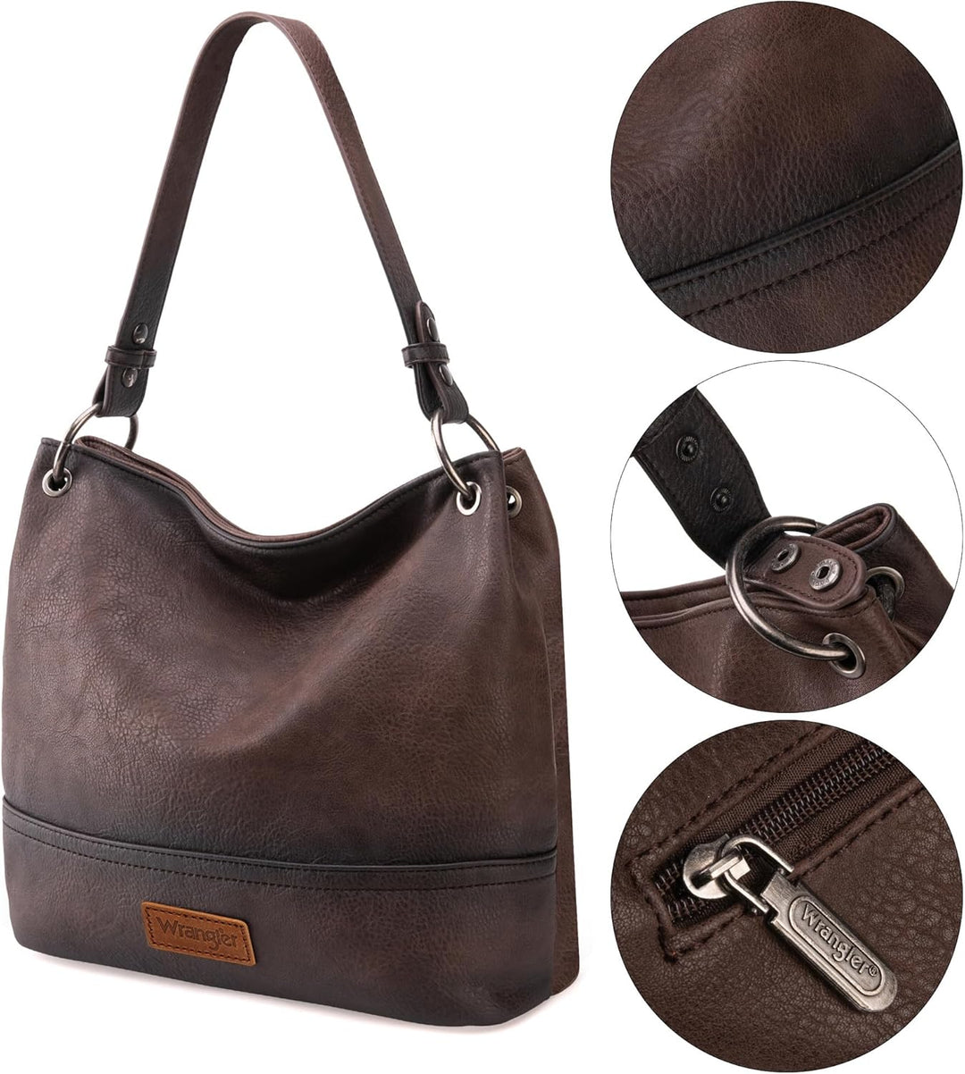 Wrangler Hobo-Taschen für Damen, veganes Leder, Griff oben, Schultertaschen und Handtaschen Mit Gurt