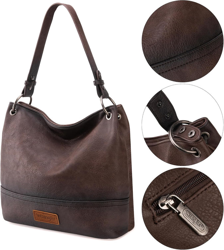 Wrangler Hobo-Taschen für Damen, veganes Leder, Griff oben, Schultertaschen und Handtaschen Mit Gurt