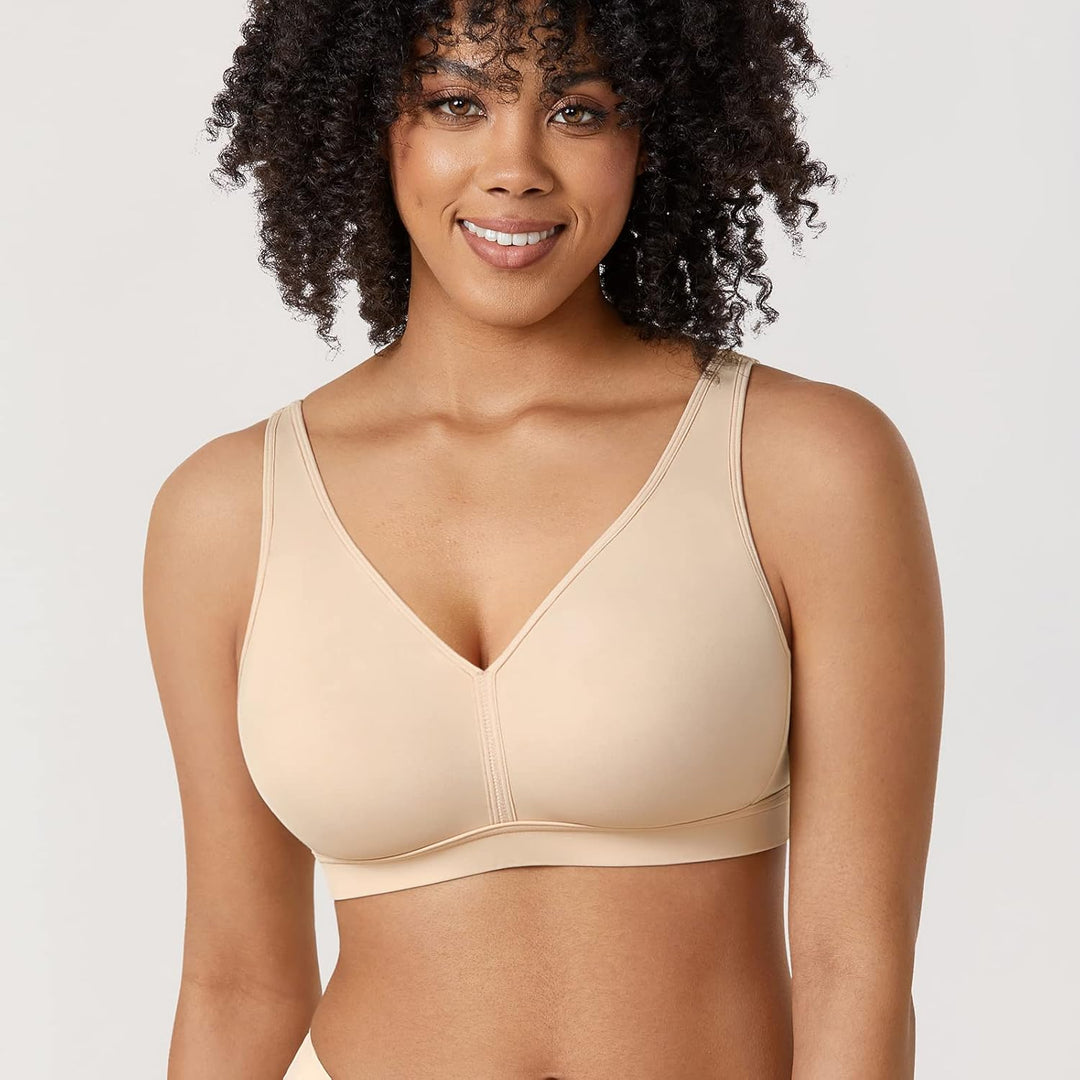 AISILIN Damen BH ohne Bügel Grosse Grössen Comfy Schlaf BHS Vollschalen Soft Bequemer 75C Beige, 75C