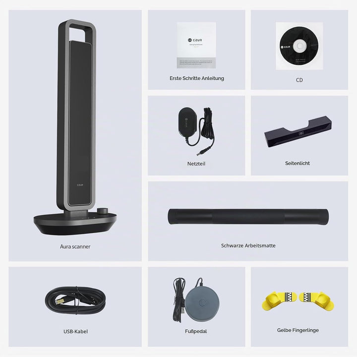 CZUR Buchscanner 14MP Scanner mit Led Schreibtischlampe, Dokumentenscanner mit OCR für Win und Mac,