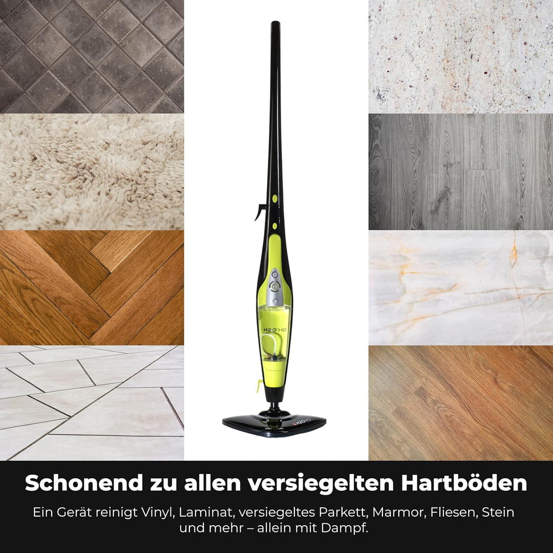 H2O HD Dampfreiniger &amp; Dampfbesen - Tötet 99,9% der Bakterien ohne Reinigungschemikalien (H20 HD Ste
