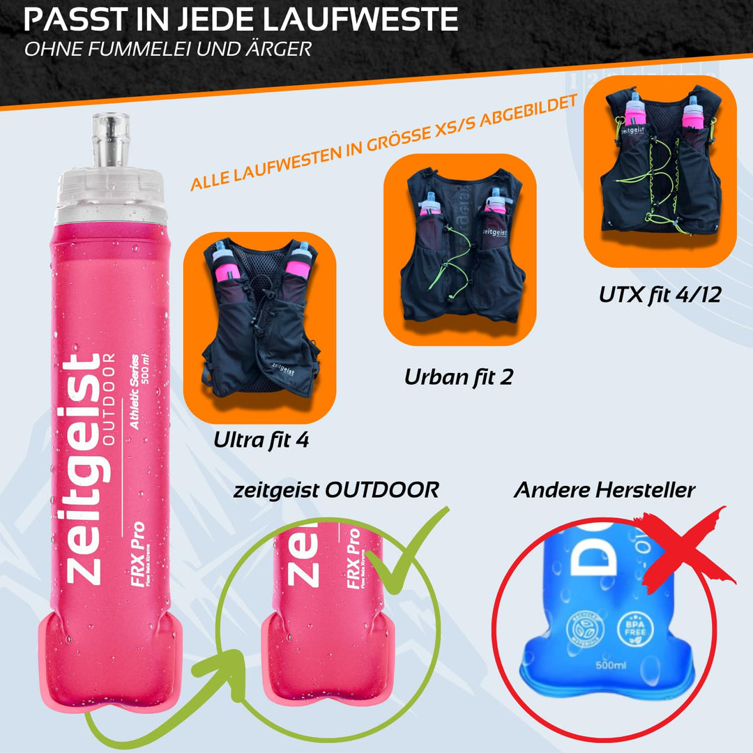 Soft Flask 500 ml FRX Pro (2er Set) Laufflasche TPU, BPA-frei, Faltflasche, faltbare Trinkflasche fü