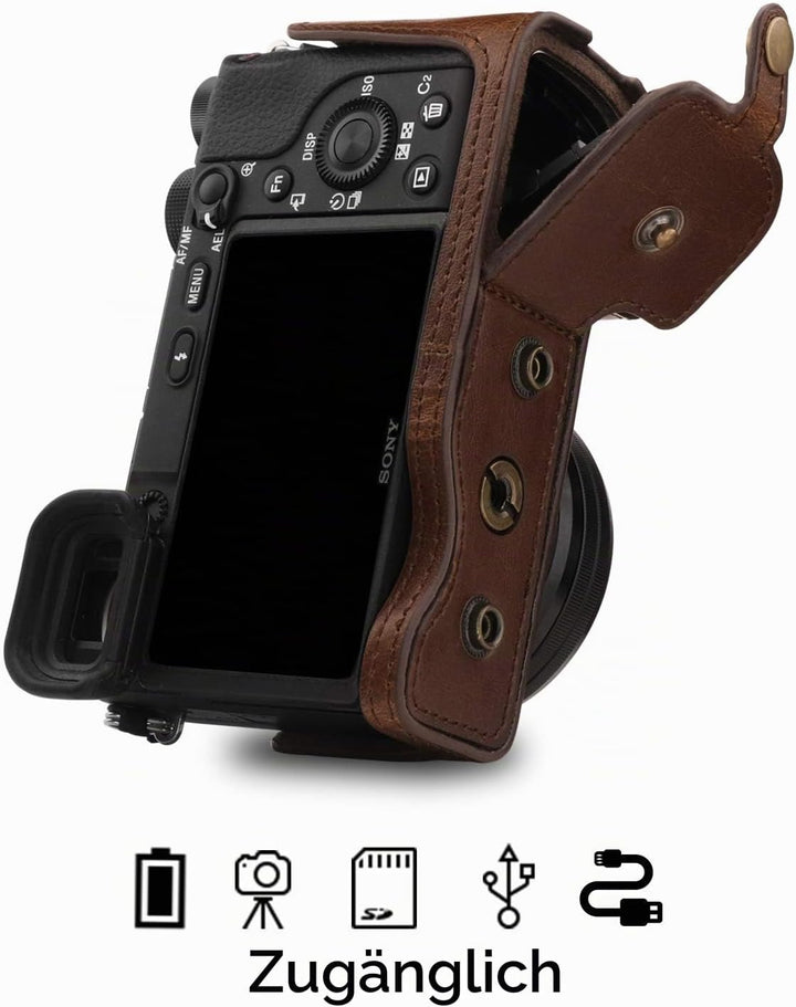 MegaGear MG1652 Ever Ready Kameratasche für Sony Alpha A6100, A6400 (16–50 mm) Braun, Braun