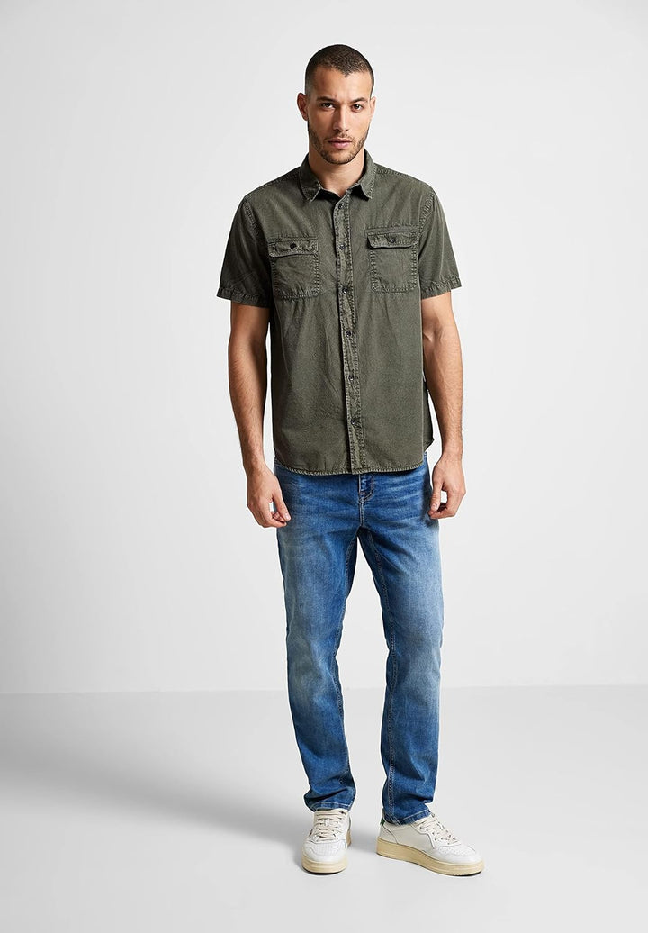 Street One MEN Herren Hemd in Washedoptik L Mud Green, L Mud Green