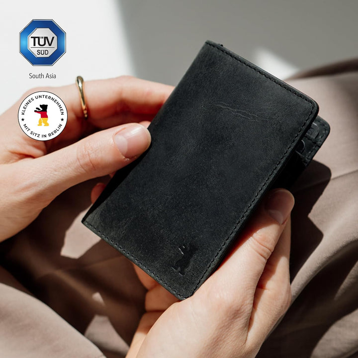Berliner Bags Vintage Kartenetui Porto aus Leder mit RFID-Schutz und Geschenkbox, Slim Wallet Geldbö