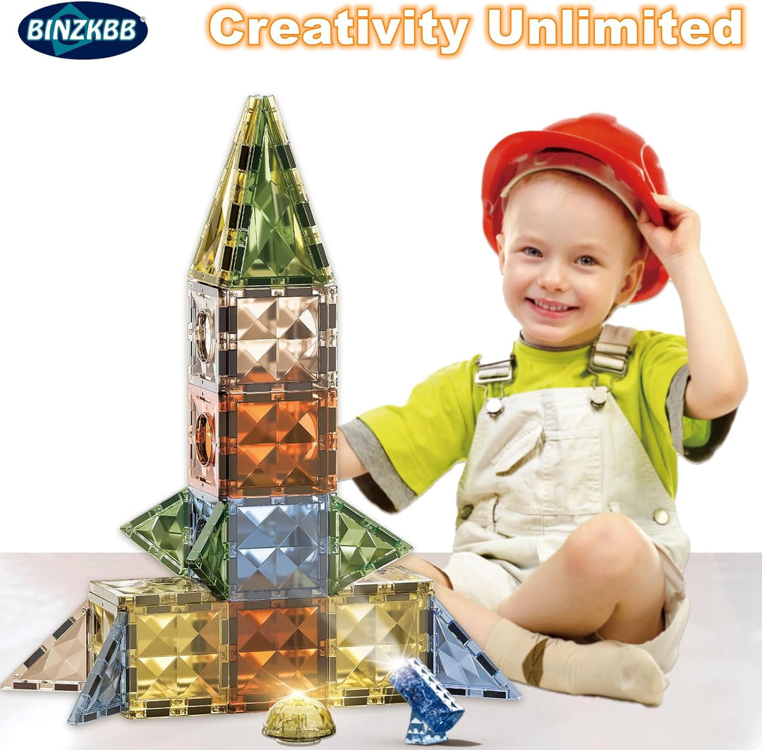 BINZKBB Magnetische Bausteine 110 Teile,Magnetspielzeug Magnete Bauklötze Baukasten Montessori Spiel
