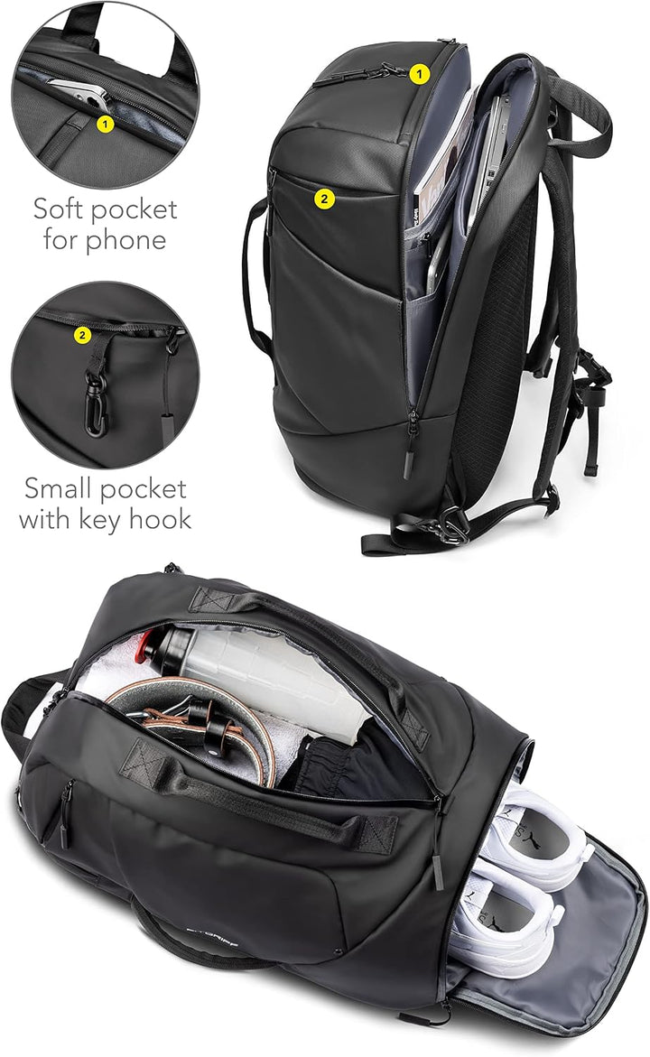Fitgriff® Sporttasche mit Rucksackfunktion - Rucksack mit Schuhfach &amp; Laptopfach - für Herren und Da