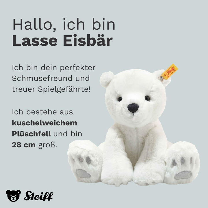 Steiff Kuscheltier Lasse Eisbär, Süsses Stofftier mit Kunststoffaugen, Kinder, Jungen & Mädchen, Sof