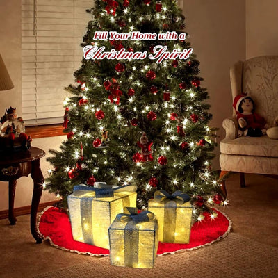 Bambelaa! 3er Led Deko Geschenke Leucht Boxen Timer Weihnachts Dekoration Weihnachtsdeko Beleuchtet
