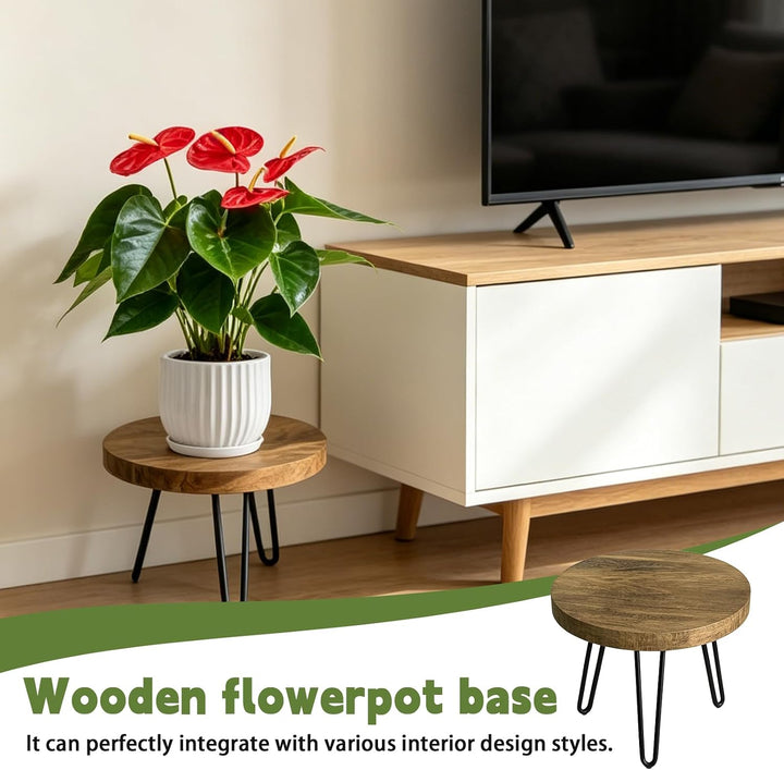 Pflanzenständer Holz, 25.4*17.8cm Blumenständer Rund mit 3 Füssen, Pflanzenregal Blumenregal Blumenh