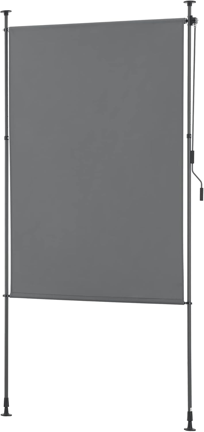 pro.tec Aussenrollo Cimarra 150 x 270 cm Balkonrollo Senkrechtmarkise mit Handkurbel Sichtschutz wit