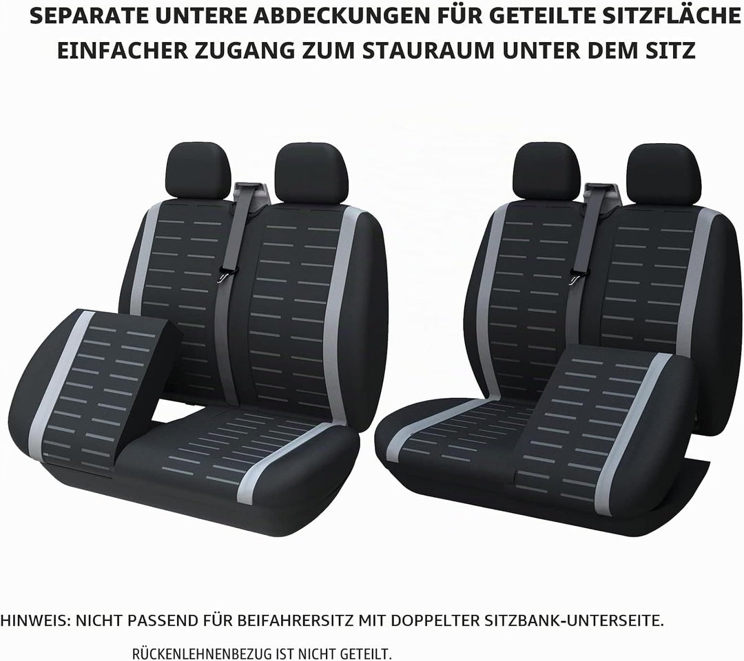 TOYOUN Universal Sitzbezüge Auto für Transporter LKW - Kompatibel mit Geteilter Basis Sitzunterseite