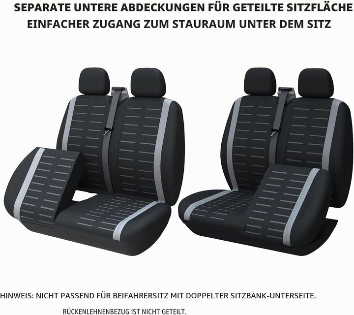 TOYOUN Universal Sitzbezüge Auto für Transporter LKW - Kompatibel mit Geteilter Basis Sitzunterseite