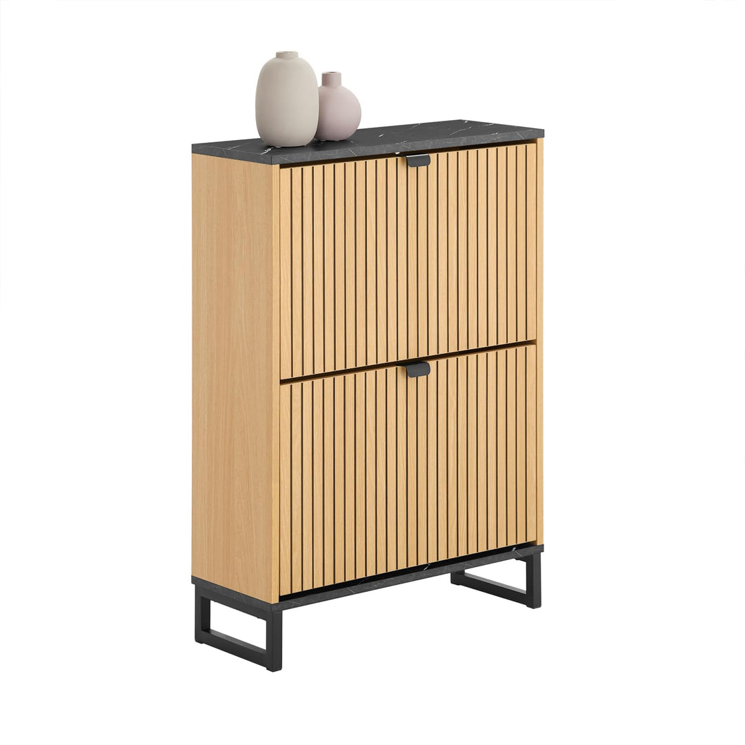 SoBuy Schuhschrank schmal schuhkipper – platzsparendes Schuhregal mit Klappen für Flur &amp; Kommode – m