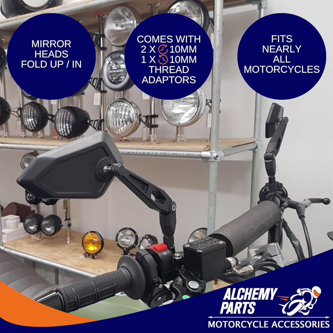 Motorrad Seitenspiegel - Hervorragende Qualität E-Geprüft Ideal Für Naked & Supermoto