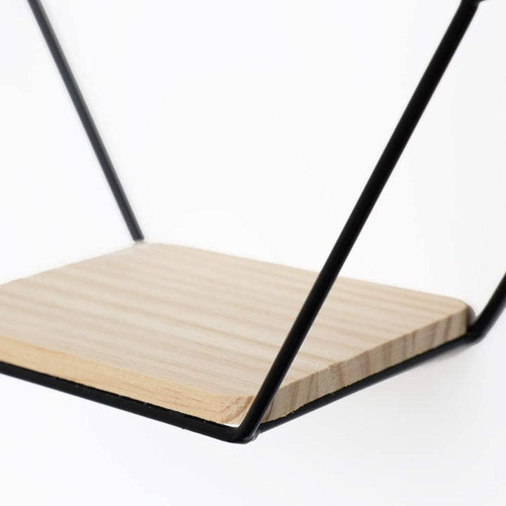 Vivol IVOL Set aus 3 wabenförmigen Wandregalen - Metall mit Holzböden (Schwarz), Schwarz