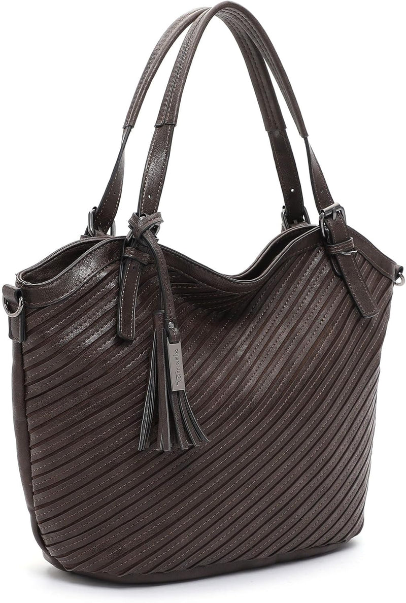 Tamaris Shopper Julina 32026 Damen Handtaschen Streifen Einheitsgrösse Brown 200, Einheitsgrösse Bro