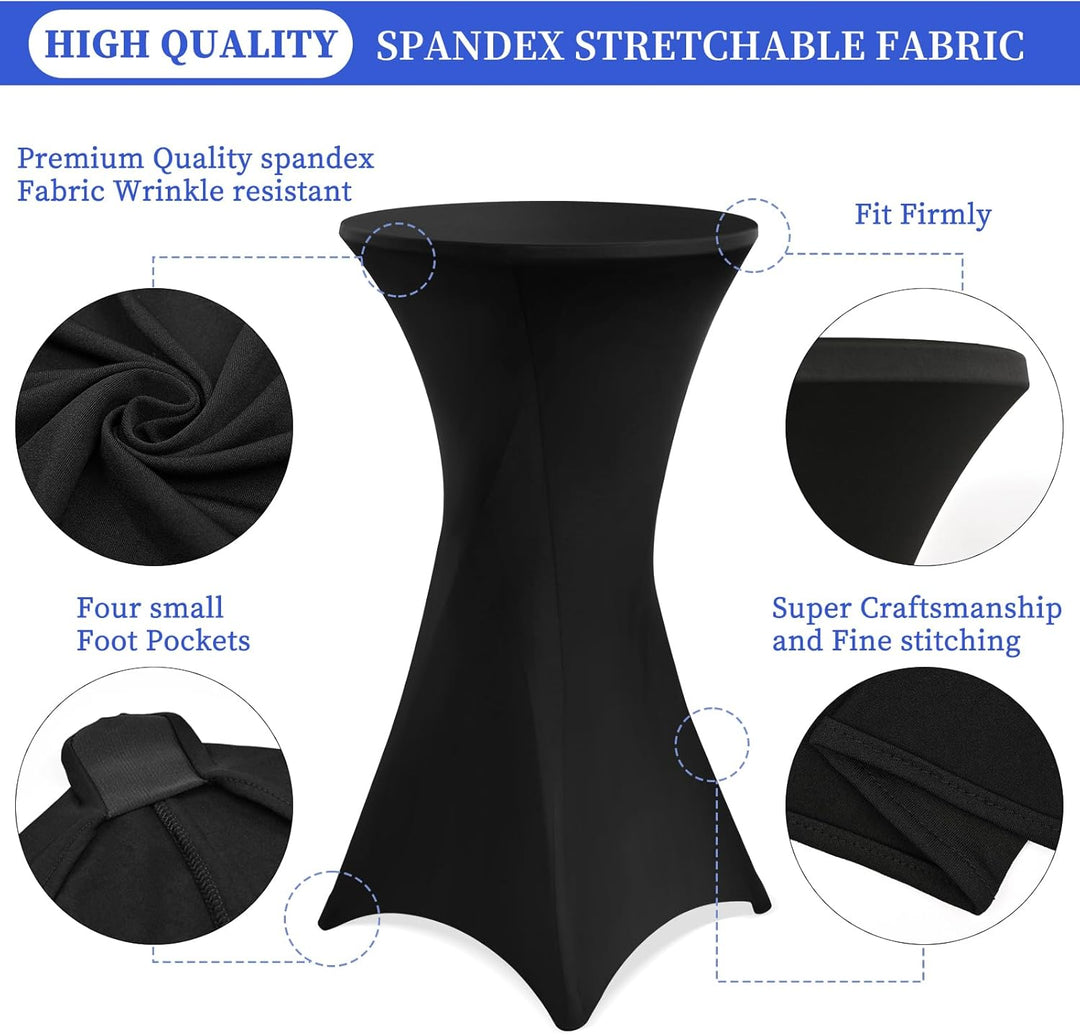 Showgeous 3er-Set Stretch Stehtisch Husse für Bistrotisch Ø 60-65 cm,Hussen Stehtische Schwarz 60 cm