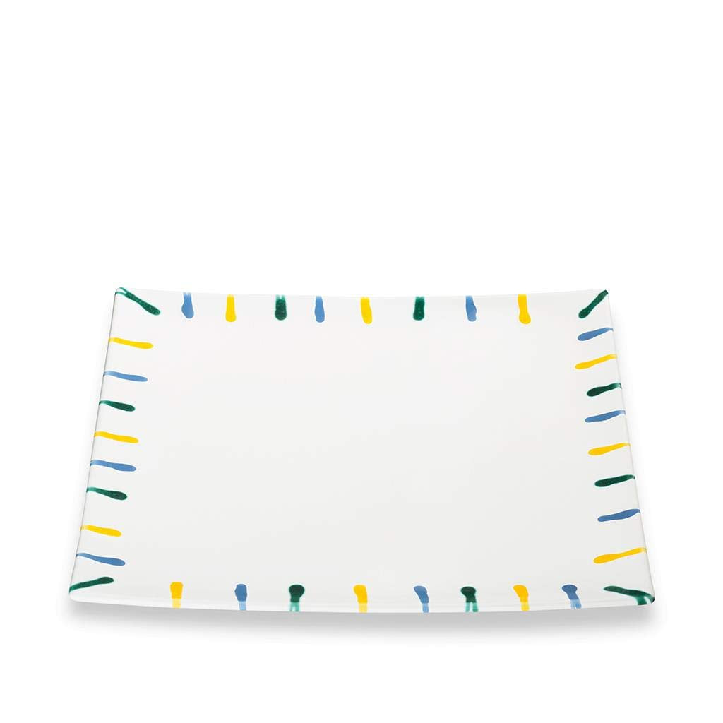 GMUNDNER KERAMIK Platzteller eckig Grösse: l= 31 cm x b= 31 cm x h= 2.8 cm Buntgeflammt Geschirr, ha