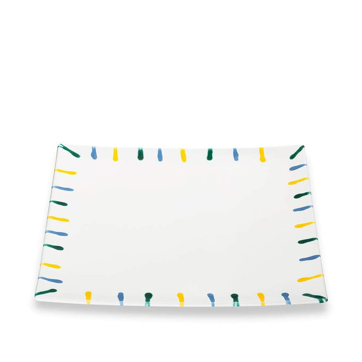 GMUNDNER KERAMIK Platzteller eckig Grösse: l= 31 cm x b= 31 cm x h= 2.8 cm Buntgeflammt Geschirr, ha