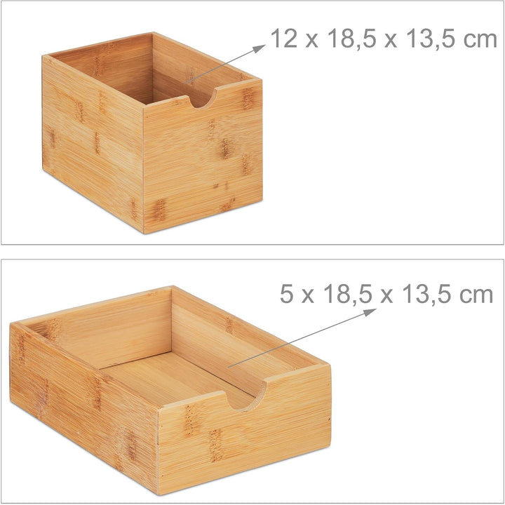 Relaxdays Schubladenbox, Bambus & MDF, HBT: 28x17x21,5 cm, Mini-Kommode 3 Schubladen, Schreibtisch O