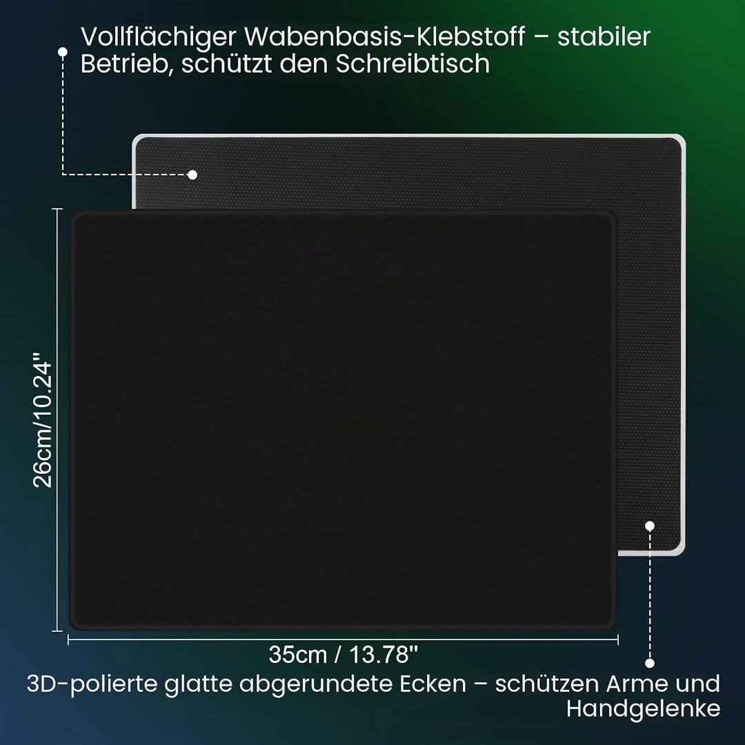 DAWNTREES Glas-Gaming-Mauspad, genaue und schnelle Mausverfolgung, gehärtetes Glas, rutschfeste Gumm